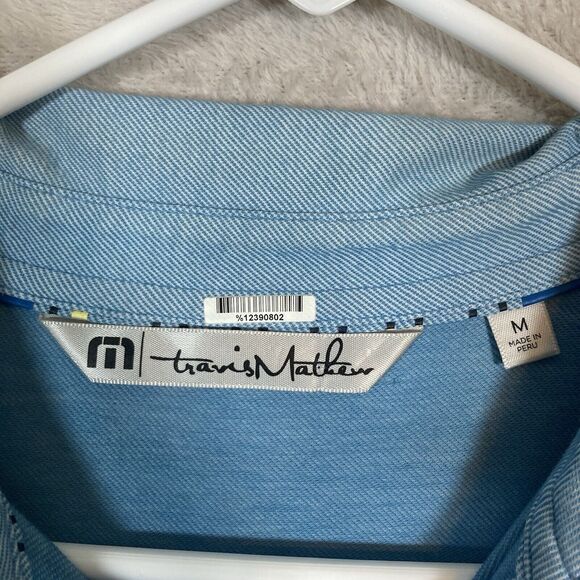 Travis Mathew Polo‎ Shirt Mens Medium Blue Golf Stretch Performance Pocket - Picture 3 of 7